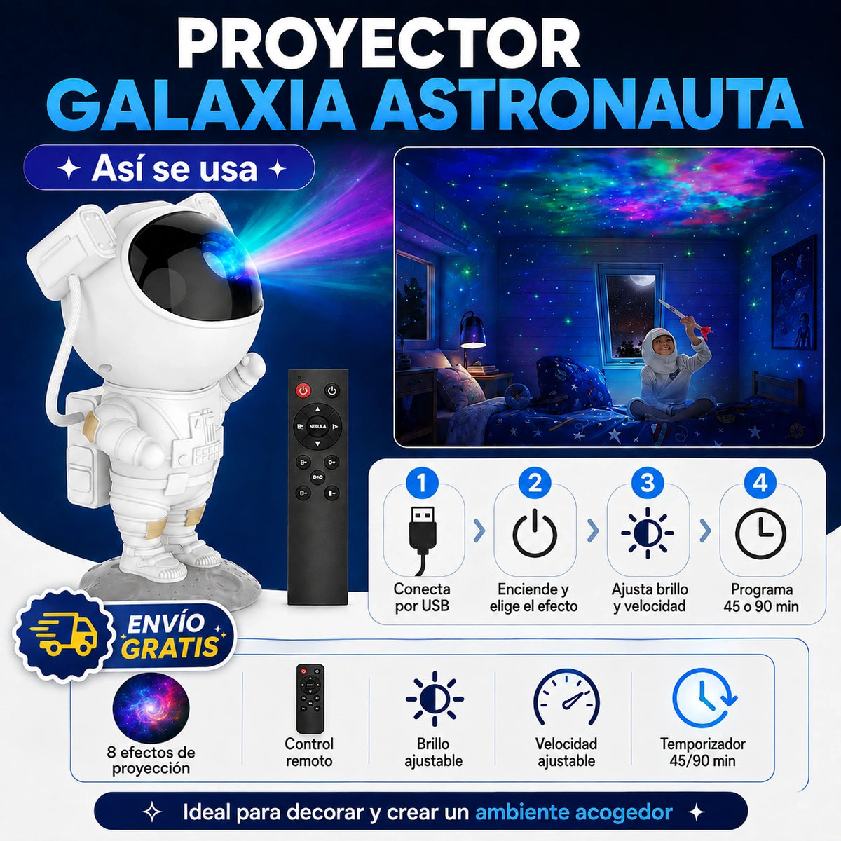 LAMPARA PROYECTOR ASTRONAUTA