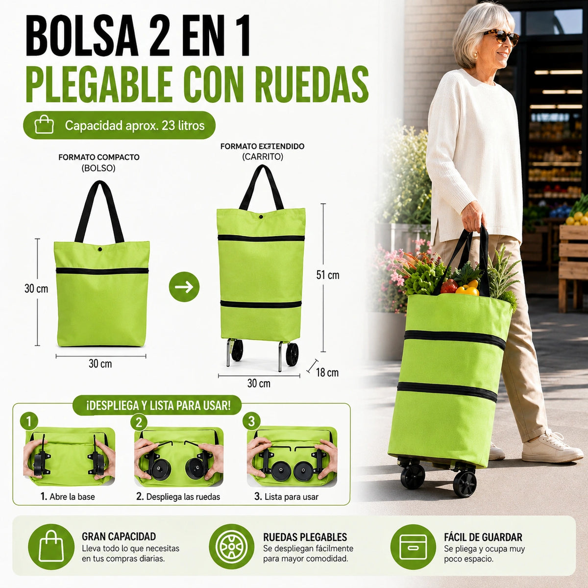BOLSA DE COMPRAS PLEGABLE CON RUEDAS
