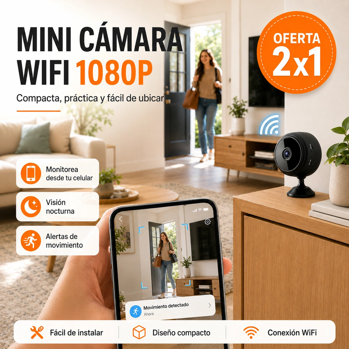 MINI CÁMARA DE SEGURIDAD WIFI 1080P