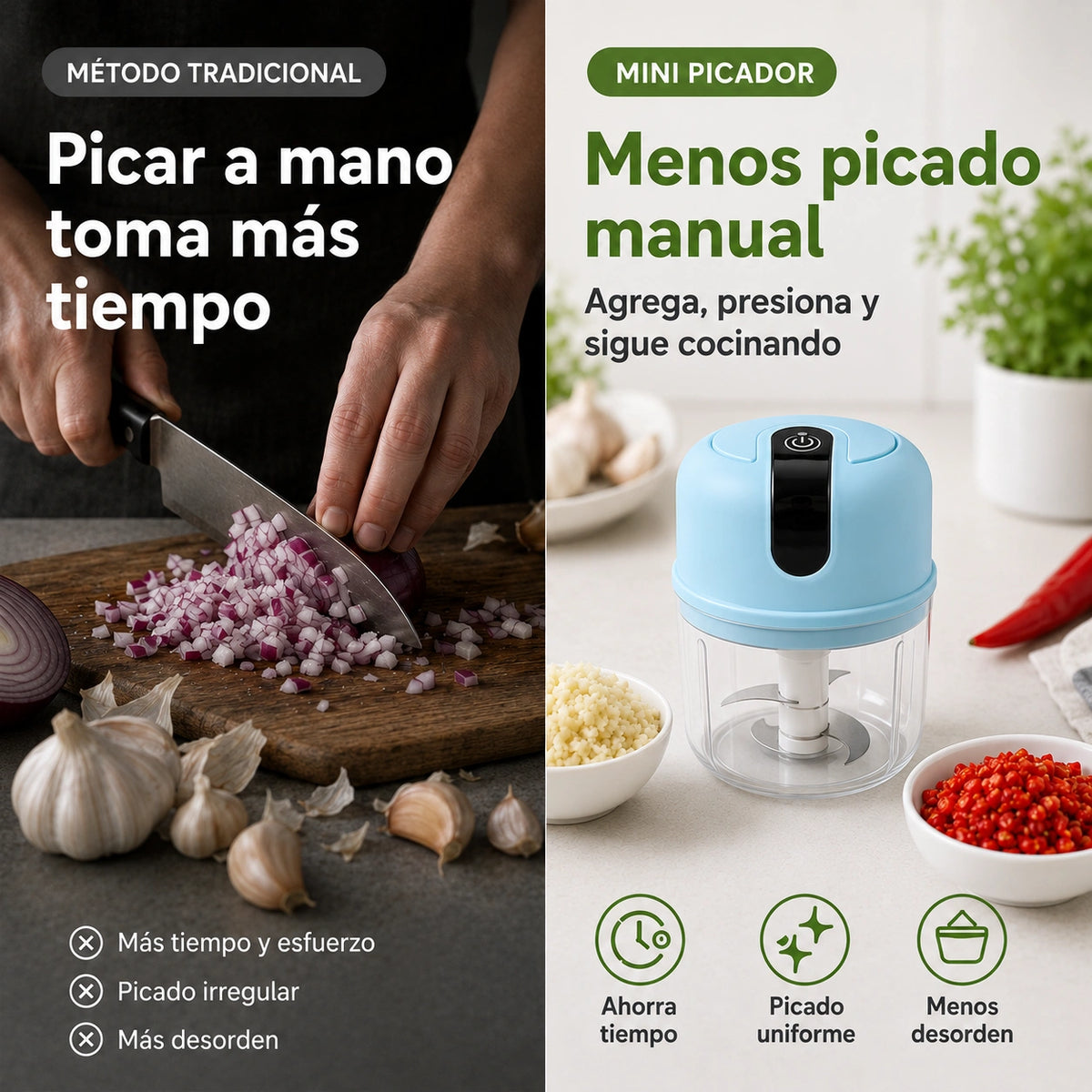 Mini Picador Eléctrico Recargable 250 ml