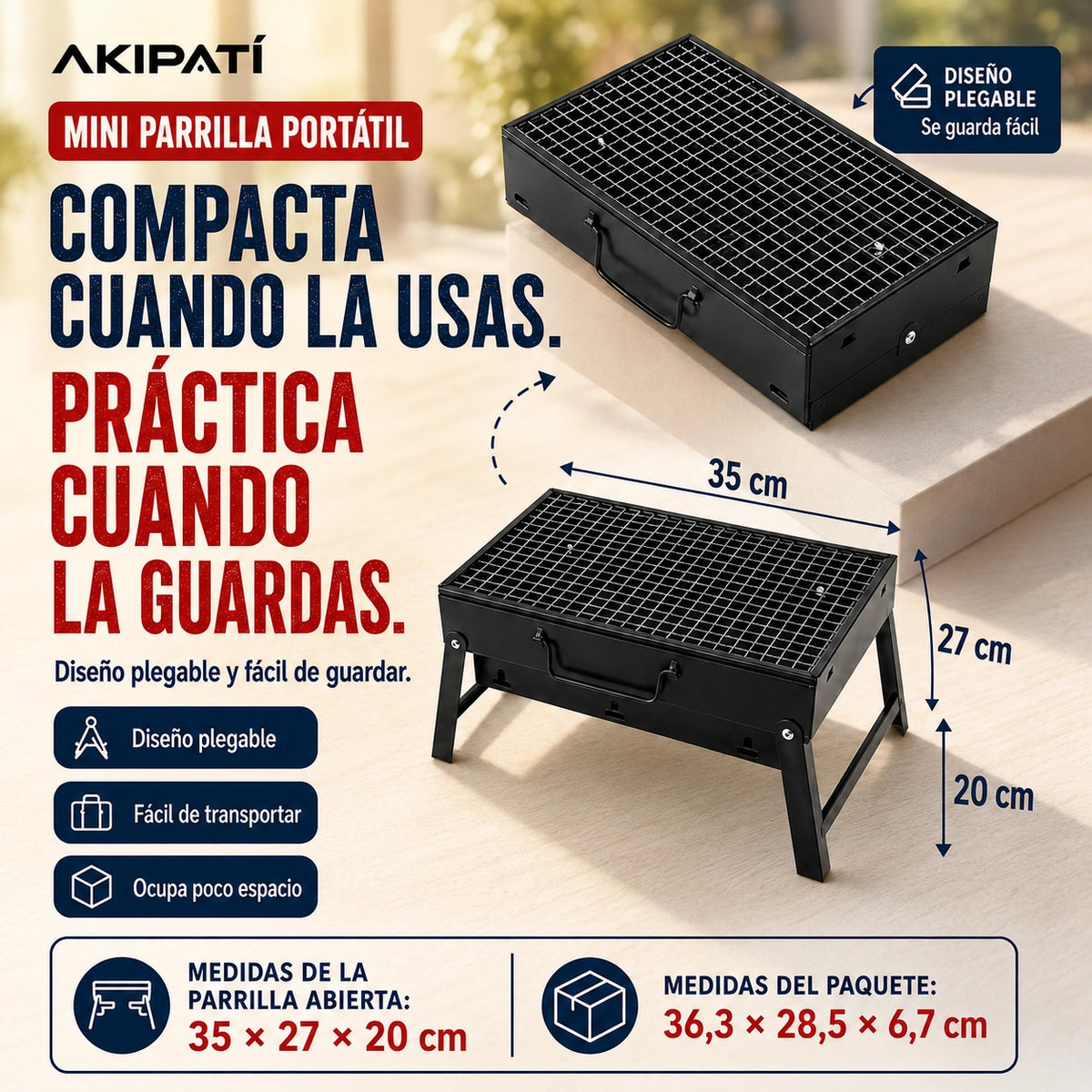 MINI PARRILLA PORTÁTIL PLEGABLE