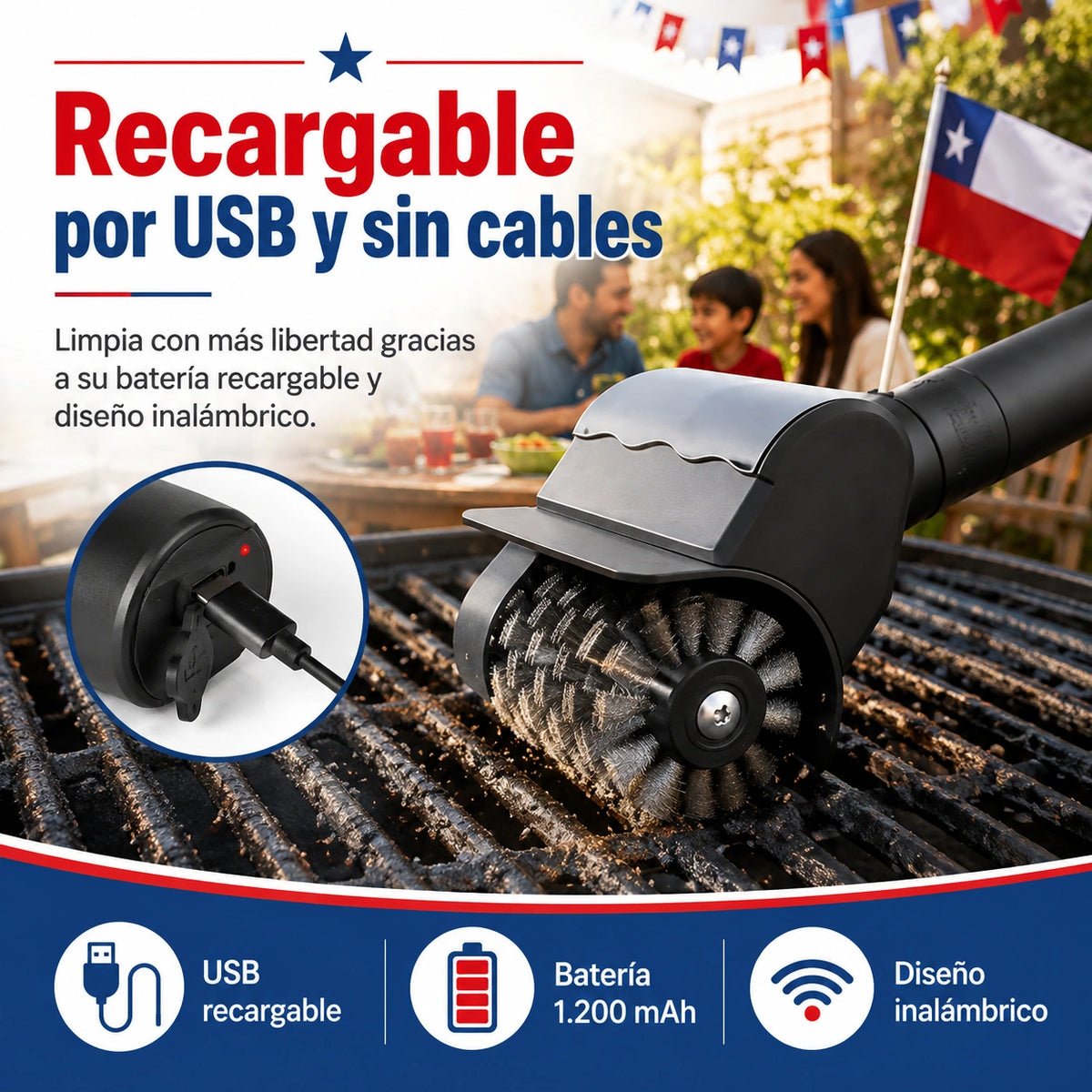 Cepillo Eléctrico LIMPIA PARRILLAS