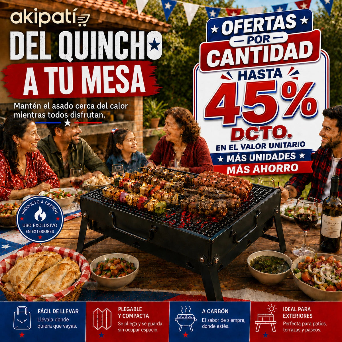 MINI PARRILLA PORTÁTIL PLEGABLE