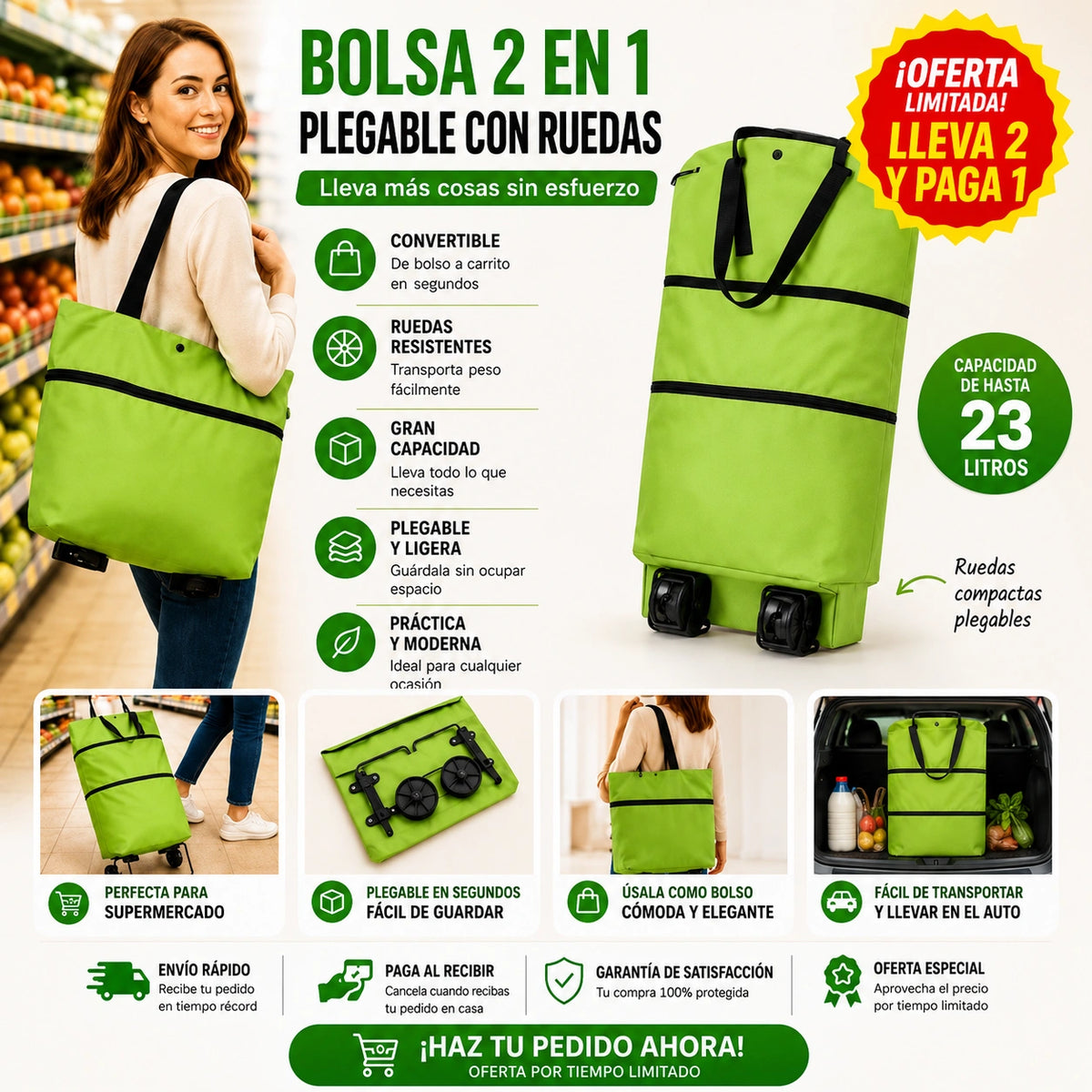 BOLSA DE COMPRAS PLEGABLE CON RUEDAS