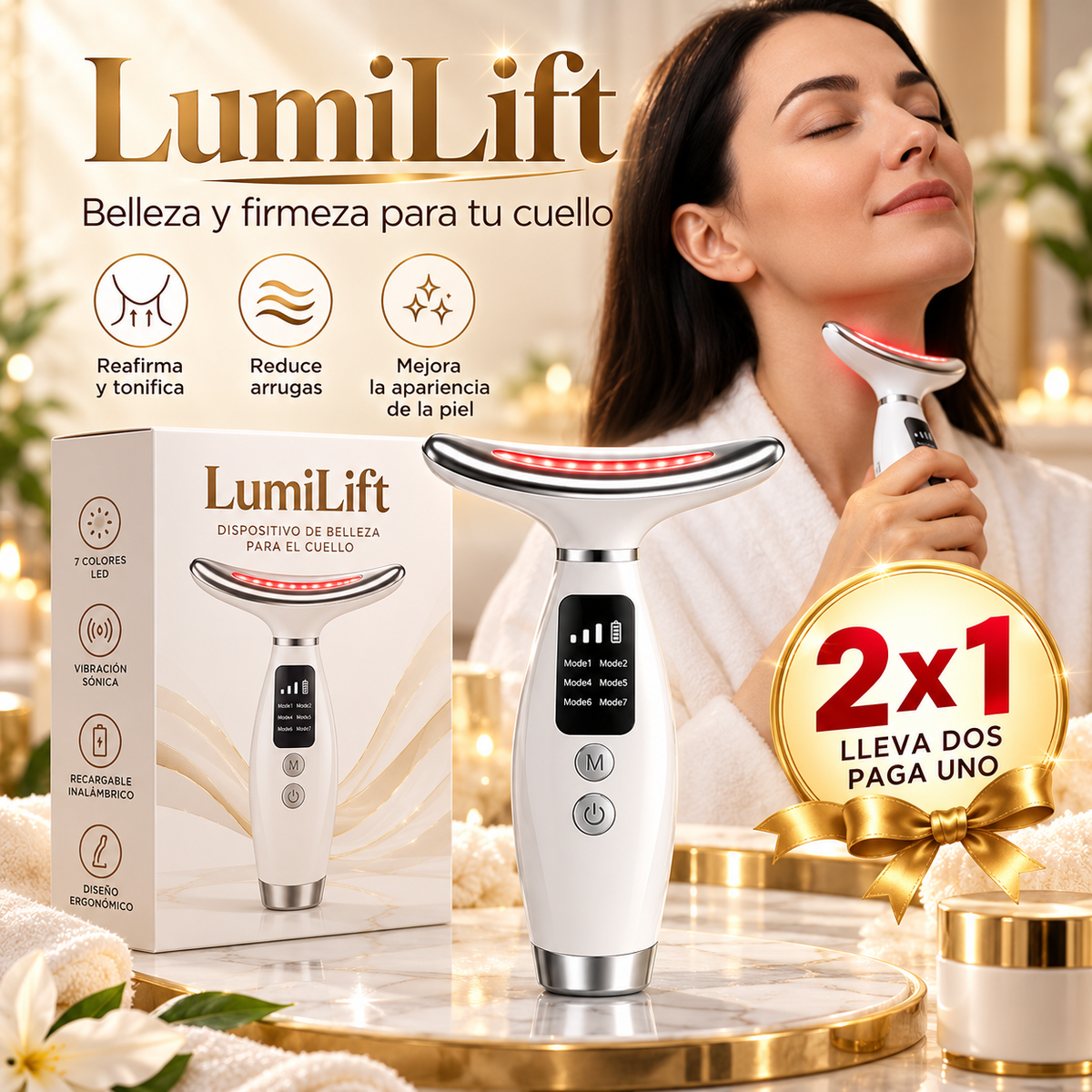 LumiLift™ Masajeador Térmico Fototerapia Facial oferta 2x1