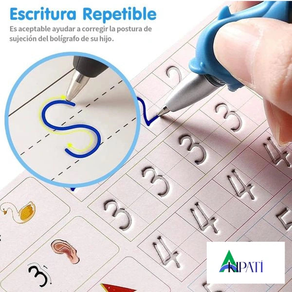 Set 5 Cuadernos Mágicos Reutilizables para Niños – Caligrafía, Matemáticas e Inglés